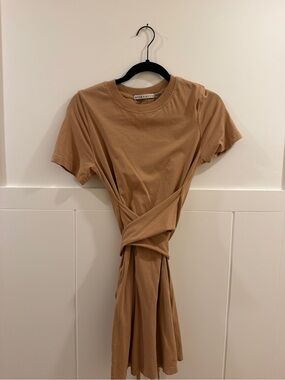 Alice + Olivia Tan Knot-Front Midi Dress
